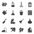 Black Cleaning and hygiene icons Royalty Free Stock Photo