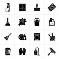 Black Cleaning and Hygiene icons Royalty Free Stock Photo