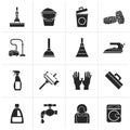 Black Cleaning and hygiene icons Royalty Free Stock Photo