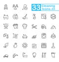 Black Cleaning Outline Icons. Set of vector icons for any purpose.