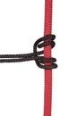 Black climbing knot on red rope Royalty Free Stock Photo