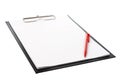 Black clip board with blank paper and pen Royalty Free Stock Photo