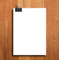Black clip and White blank note paper Royalty Free Stock Photo