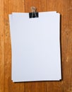 Black clip and White blank note paper Royalty Free Stock Photo