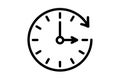 Black clock icon with arrow indicating time on white background Keywords: clock, time, watch, hour Royalty Free Stock Photo