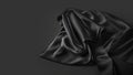 black cloth elegant isolated on black background, moveable wavy form, generative ai Royalty Free Stock Photo