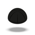 A black cloth kippah is a brimless cap traditionally worn by Jewish males isolated on white background back view, 3d realistic