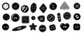 Black clothing buttons. Simple sewing textile accessories icons, round dressmaking elements for fashion design. Vector