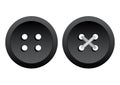 Black clothing buttons with thread. Vector illustration Royalty Free Stock Photo