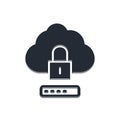 Black Cloud computing lock icon isolated on white background. Security, safety, protection concept. Protection of Royalty Free Stock Photo