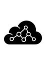A black cloud icon featuring a network diagram composed of lines Royalty Free Stock Photo