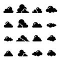 Black Cloud icon set Royalty Free Stock Photo