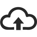 Black cloud icon with upward arrow for data storage and upload concept vector illustration Royalty Free Stock Photo