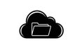 Black cloud icon with an open folder symbol inside on white background data storage Royalty Free Stock Photo