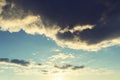 black cloud like storm, dramatic sky, Big black gloomy rain cloud in the sky over the cloudless blue sky. bad weather Royalty Free Stock Photo