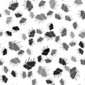 Black Cloud with rain icon isolated seamless pattern on white background. Rain cloud precipitation with rain drops Royalty Free Stock Photo