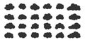 Black cloud shape icon weather bubble vector set