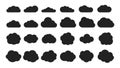 Black cloud shapes. Cloud silhouettes icons collection. Vector thinking bubbles or tags, message abstract shapes