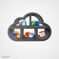 Black cloud shelf with icons. Royalty Free Stock Photo