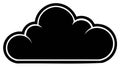 Black cloud silhouette with white outline, weather concept, design element, isolated Royalty Free Stock Photo