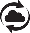 Black Cloud Surrounded Circular Rotating Arrows Symbolizing Data Synchronization Royalty Free Stock Photo