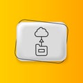 Black Cloud technology data transfer and storage icon isolated on yellow background. Silver rectangle button. Vector Royalty Free Stock Photo