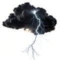 Black Cloud with Thunder isolated on white background Royalty Free Stock Photo