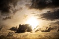 Black clouds over sea Dramatic thunderstorm cloudscape with large building clouds Natural rainy dark sky Amazing for nature Royalty Free Stock Photo