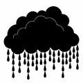 Black clouds with rain white background illustration vector Royalty Free Stock Photo