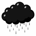 Black clouds with rain white background illustration vector Royalty Free Stock Photo