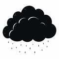 Black clouds with rain white background illustration vector Royalty Free Stock Photo