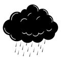 Black clouds with rain white background illustration vector Royalty Free Stock Photo