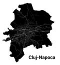 Black Cluj-Napoca city map, administrative area