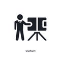 black coach isolated vector icon. simple element illustration from football concept vector icons. coach editable black logo symbol