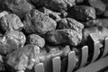 Black coal in a fireplace Royalty Free Stock Photo