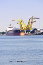 Black coal loading on ship