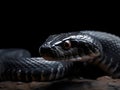 A Black Cobra on a Dark Background Royalty Free Stock Photo