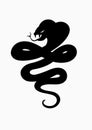 Black cobra silhouette snake. Isolated symbol or icon snake on white background. Abstract sign snake. Vector illustration