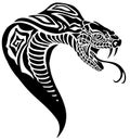 Black cobra snake head. Tattoo. Silhouette Royalty Free Stock Photo