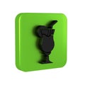 Black Cocktail and alcohol drink icon isolated on transparent background. Green square button. Royalty Free Stock Photo