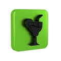 Black Cocktail and alcohol drink icon isolated on transparent background. Green square button. Royalty Free Stock Photo