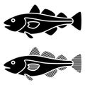 Black cod fish silhouettes