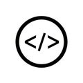 Black Coding Symbol with Angle Brackets Inside a Circle code programming Royalty Free Stock Photo