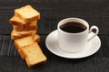 black coffee with butter toast cookie. Royalty Free Stock Photo