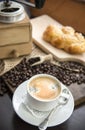 Black coffee with coffee beans an whirlybird Royalty Free Stock Photo