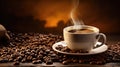 black coffee with coffee beans, World Coffee Day. Generative AI