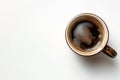 Black coffee in a coffee cup top view on white background. Royalty Free Stock Photo