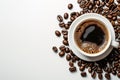 Black coffee in a coffee cup top view on white background. Royalty Free Stock Photo