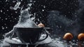 Black coffee cup with dramatic splash Royalty Free Stock Photo