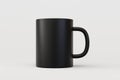 Black coffee cup or empty mug for drink isolated on white background with blank ceramic porcelain mockup template. 3D rendering Royalty Free Stock Photo